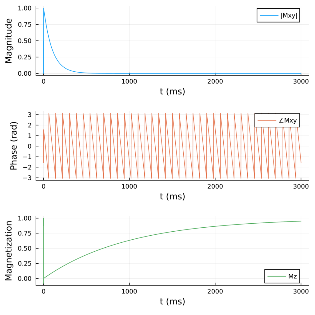 Magnetization returning to equilibrium