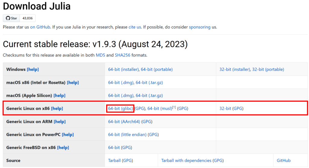 Downloading Julia installer on Linux
