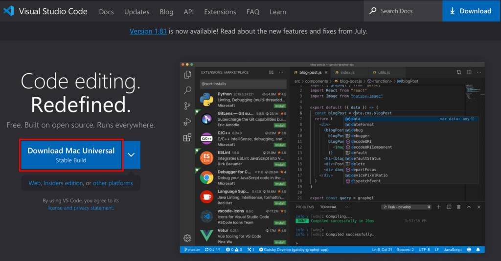 Downloading VS Code app on macOS