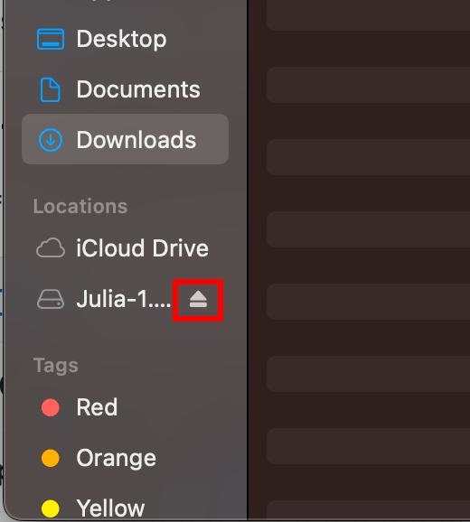 Eject Julia Disk Image