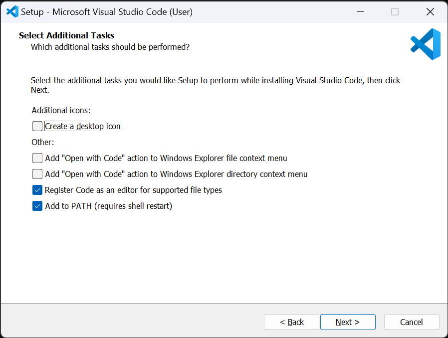 Specifying additional options