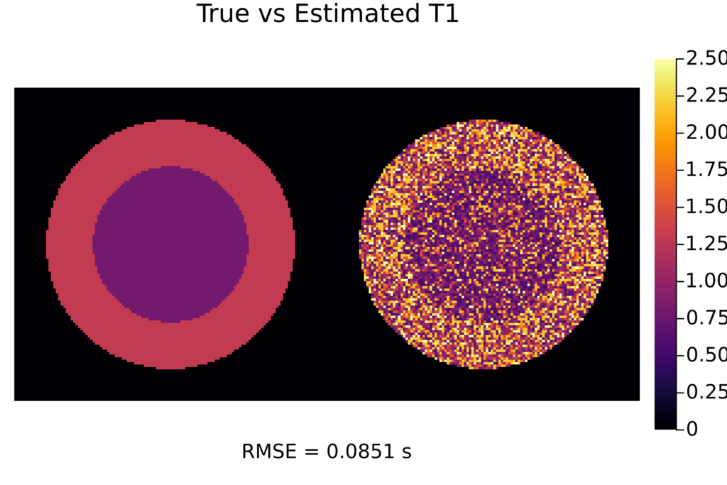 T1 estimates using initial scan parameters
