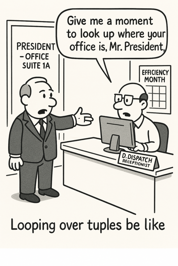President waiting for receptionist to look up his office